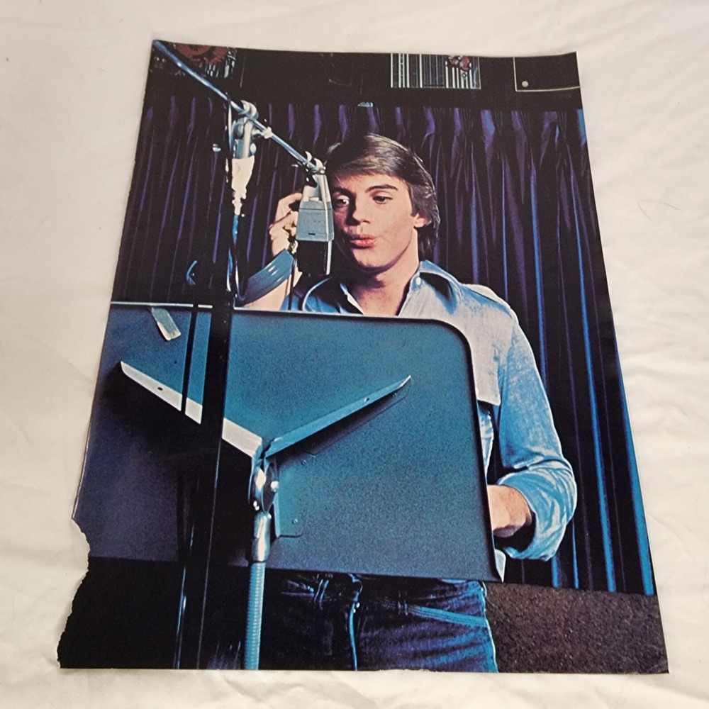 Shaun Cassidy Vintage 1970s Pin-Up Poster Clipping Singing Microphone 8x10